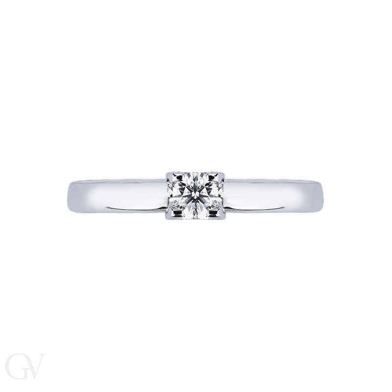 Bague solitaire or blanc 18k avec diamant 0,10 ct