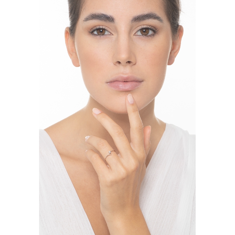 Bague Solitaire en Or Blanc 18k avec Diamant Taille Brillante 0.04 ct