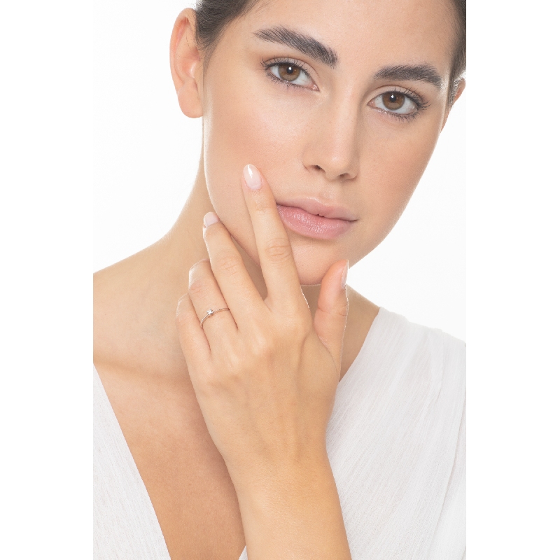 Bague 0.04 ct  solitaire en or blanc 18 carats avec diamant 