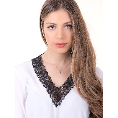  Collier en or blanc 18k pendentif trilogy en diamants ct 0,15