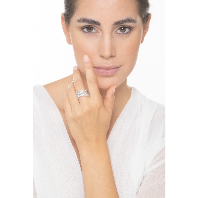 Bague bandeau or blanc 18k avec diamants