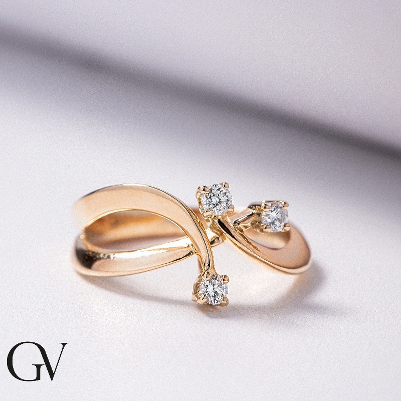 Bague Trilogy Femme en Or Rose 18k avec Diamants ct. 0,22