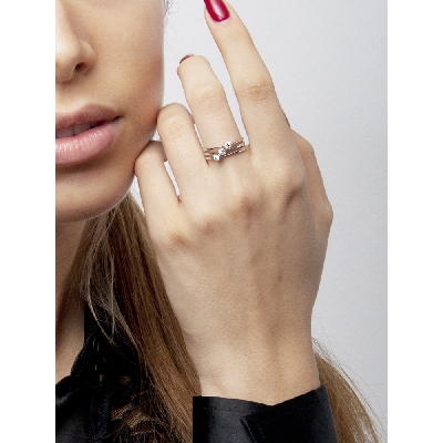 Bague trois anneaux en or blanc 18k avec trois diamants 0,30 ct