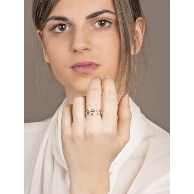 Bague triple bande en or blanc 18k avec diamants