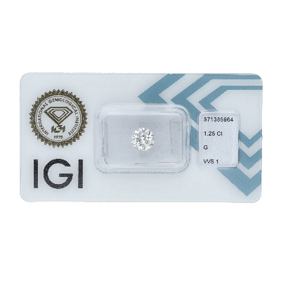 Diamant Certifié IGI  CT 1,25   G   VVS 1