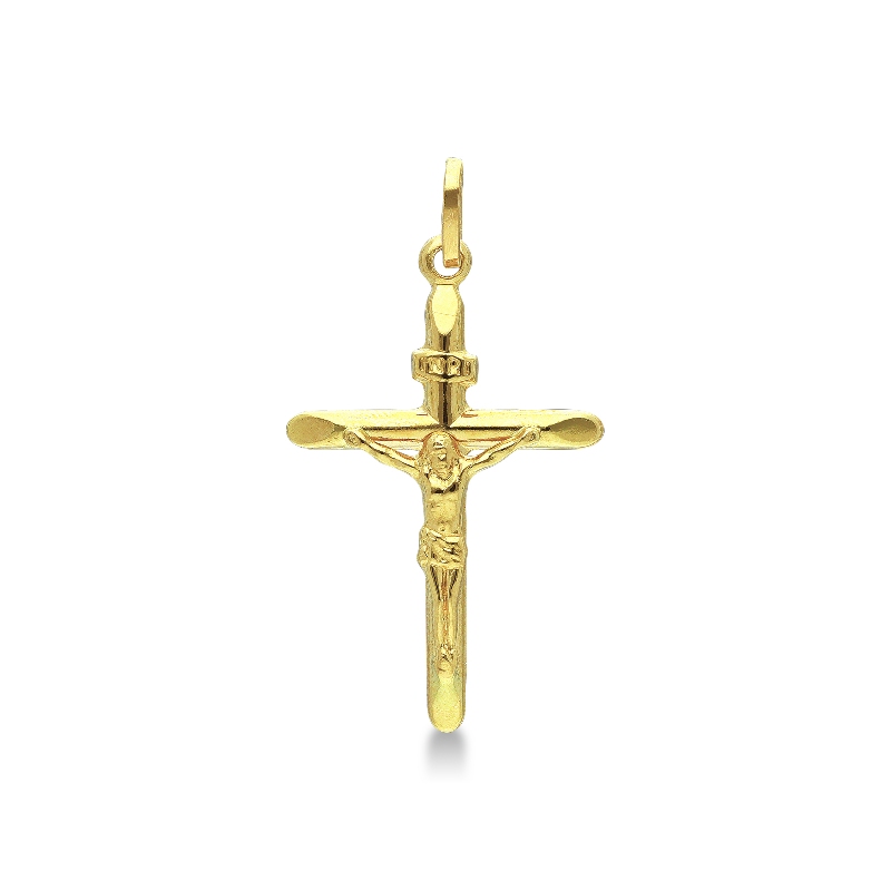 Pendentif Croix en Or Jaune 18k avec Christ