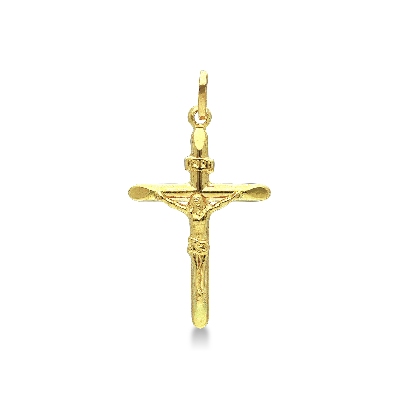 Pendentif Croix en Or Jaune 18k avec Christ