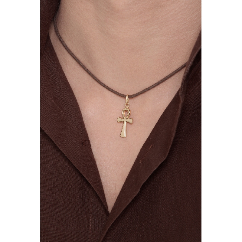Pendentif Croix Ânkh en or jaune 18k