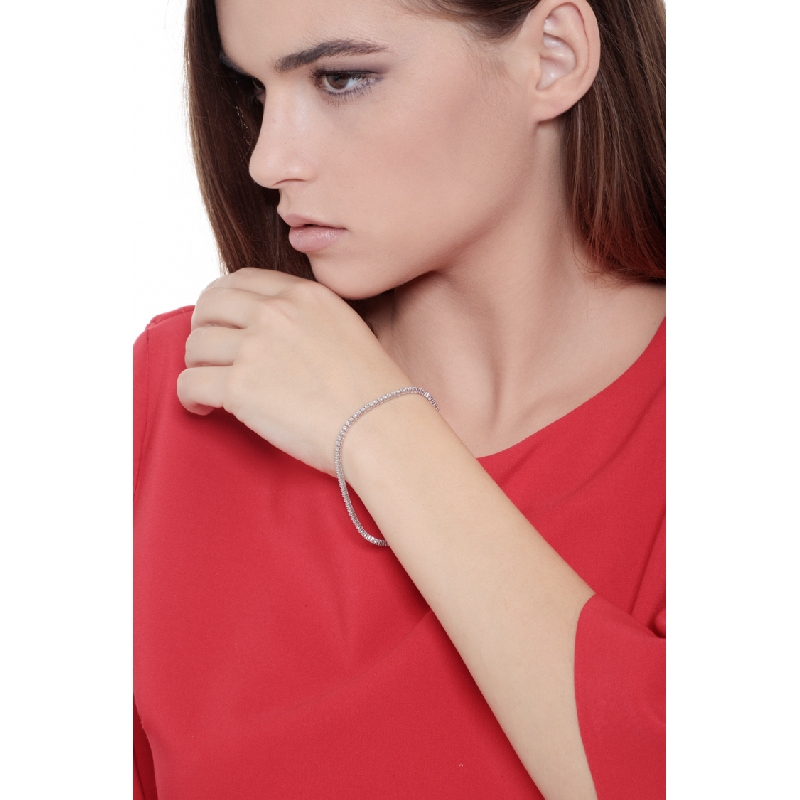 Bracelet tennis homme femme or blanc 18k et diamants