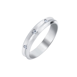 Aliance mariage en or blanc 750 ornée de diamants