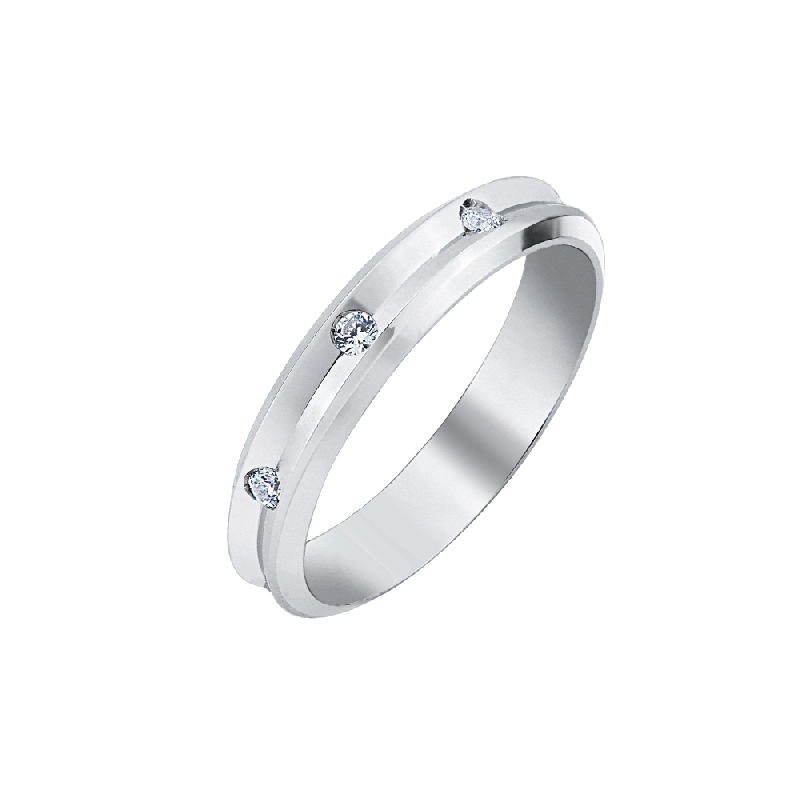 Aliance mariage en or blanc 750 ornée de diamants