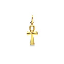 Pendentif Croix Hébraïque en or jaune 18k, 1,5 cm.