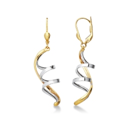 Boucles d’oreilles en or jaune et blanc 18k design en spirale