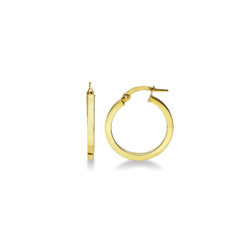  Créoles à section carrée en or jaune 18k