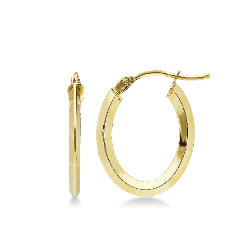 Boucles d'oreilles créoles ovales en or jaune 18k
