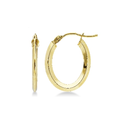 Boucles d'oreilles créoles ovales en or jaune 18k