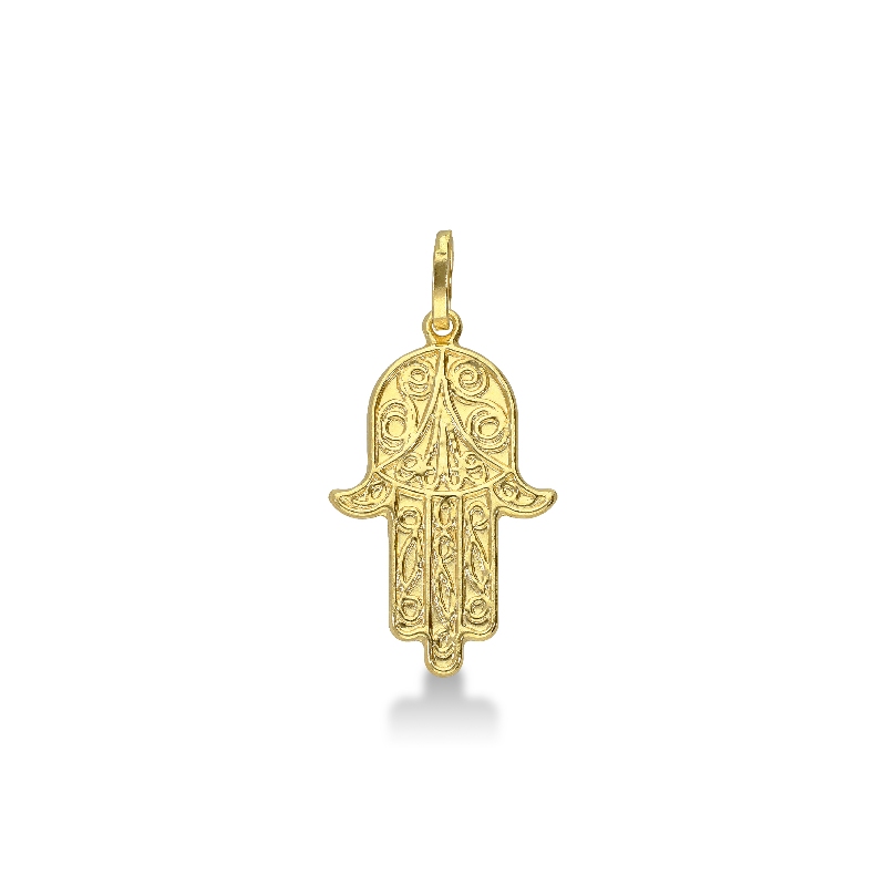 Pendentif en or jaune 18k représente la main de Khamsa
