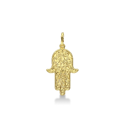 Pendentif en or jaune 18k représente la main de Khamsa