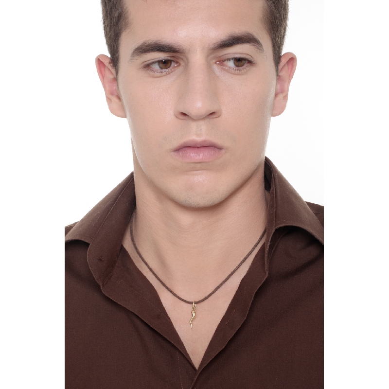 Pendentif corne porte-bonheur en or jaune 18K