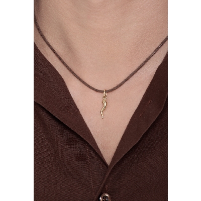 Pendentif corne porte-bonheur en or jaune 18K