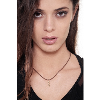 Pendentif corne porte-bonheur en or jaune 18K