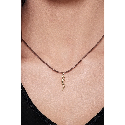 Pendentif corne porte-bonheur en or jaune 18K