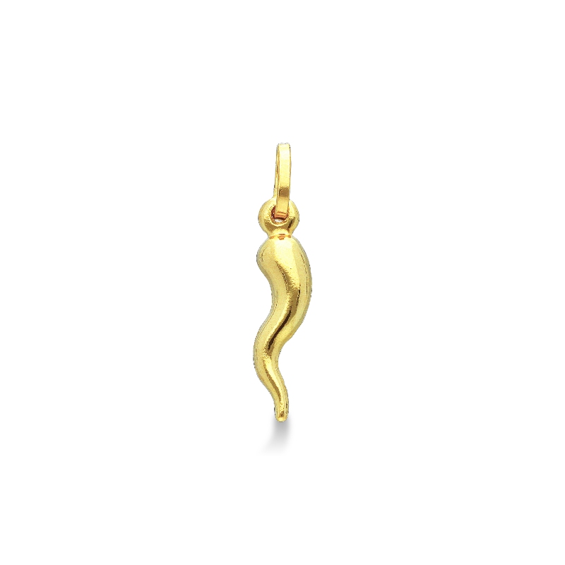 Pendentif corne porte-bonheur en or jaune 18K