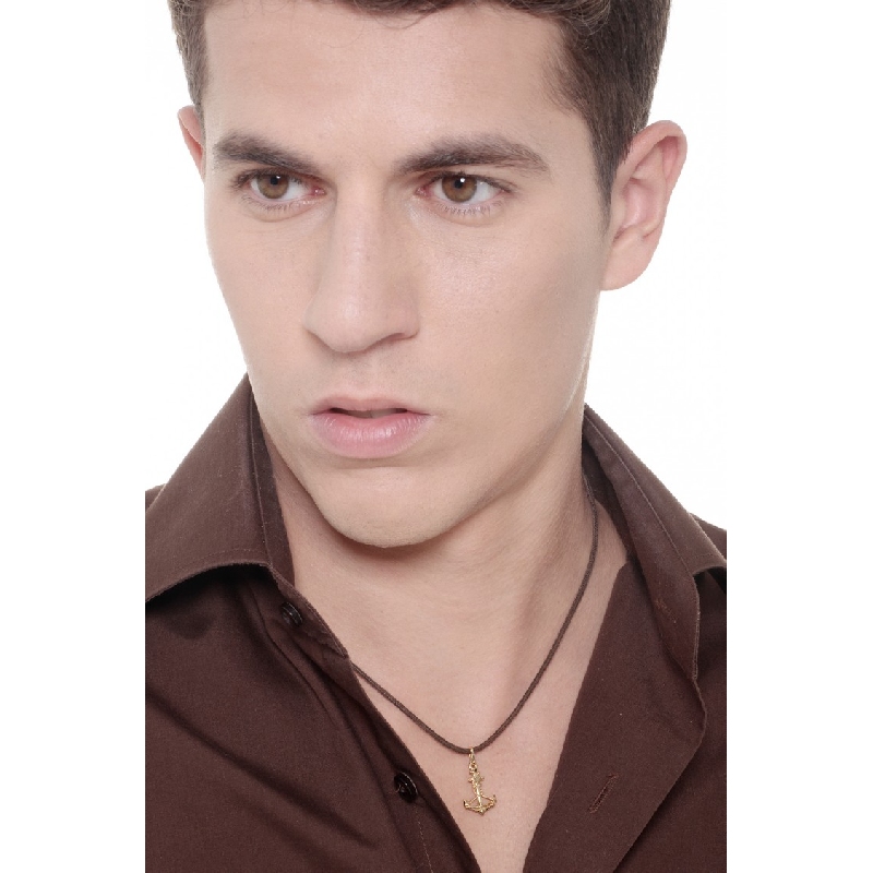 Pendentif Ancre avec Cordages en Or Jaune 18k