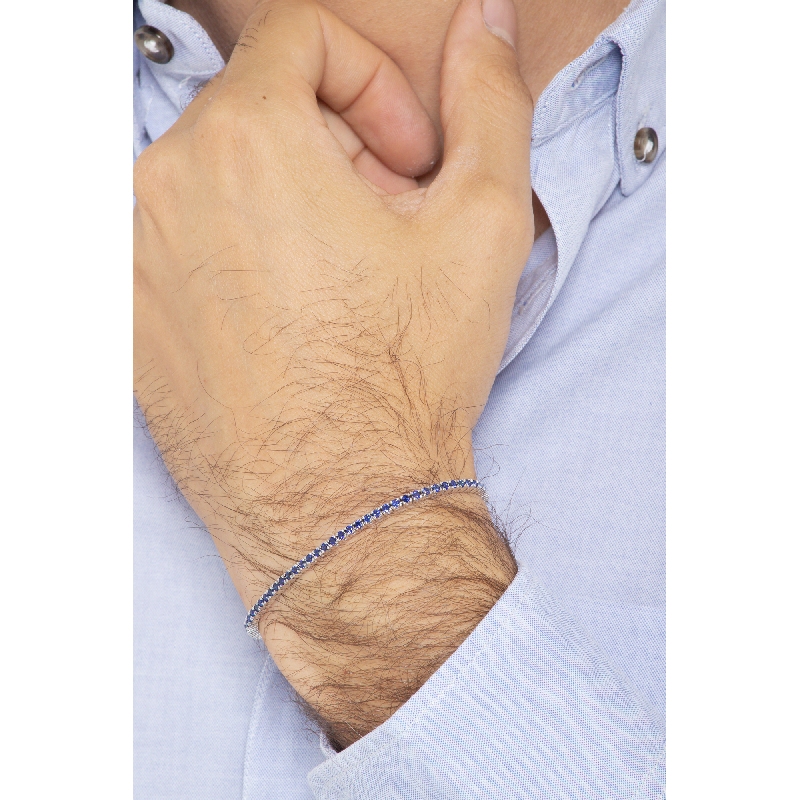 Bracelet Tennis en or blanc 18k avec saphirs bleus