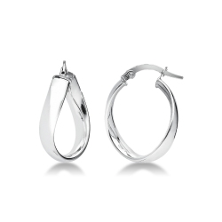 Boucles d'oreilles ovales en or blanc 18k