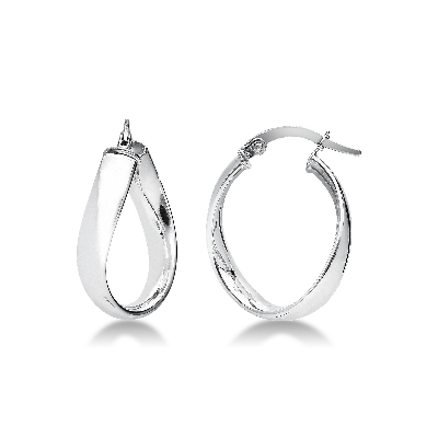 Boucles d'oreilles ovales en or blanc 18k