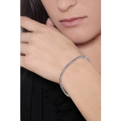 Bracelet Tennis en or blanc 18k avec saphirs bleus