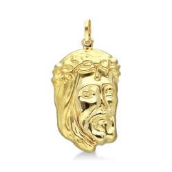 Pendentif Visage de Jésus en Or Jaune 18k