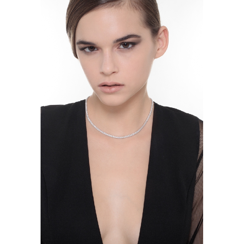 Collier tennis en or blanc 18k avec diamants 3,50 mm