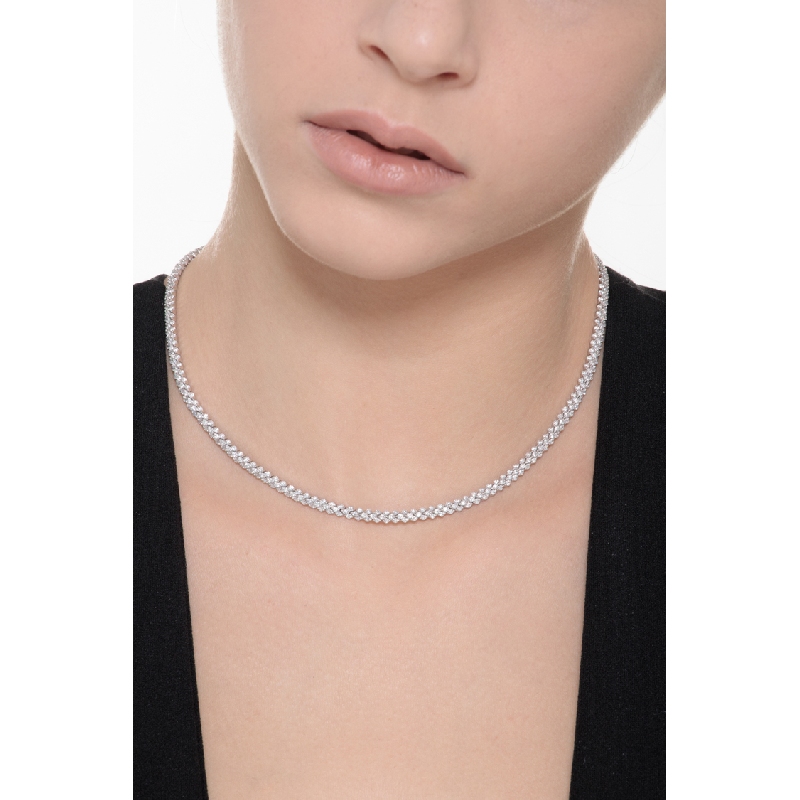 Collier tennis en or blanc 18k avec diamants 3,50 mm