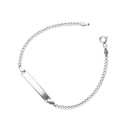Bracelet avec plaque en or blanc 18 carats, longueur de 16 cm.