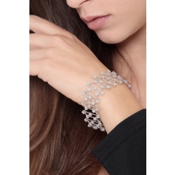 Bracelet en or blanc 18k avec chatons souples et diamants 2