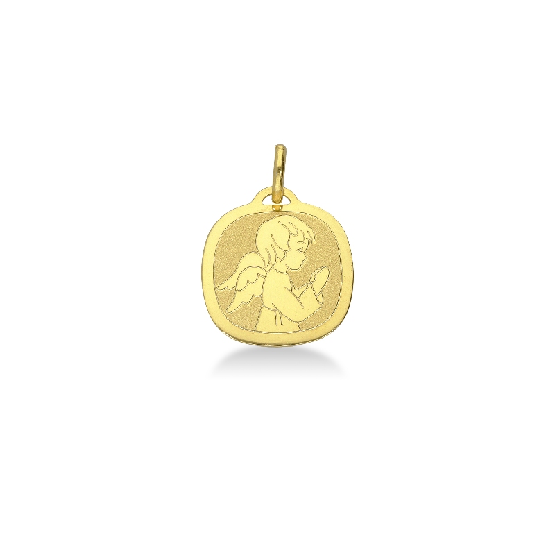 Médaille ange en or jaune 18k