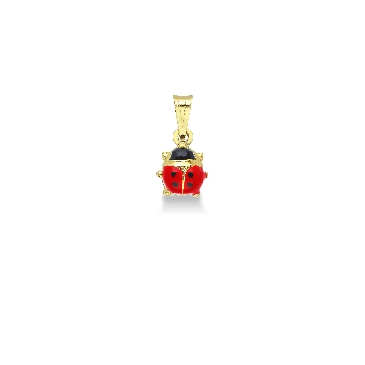 Pendentif coccinelle en or jaune 18k , 1 cm