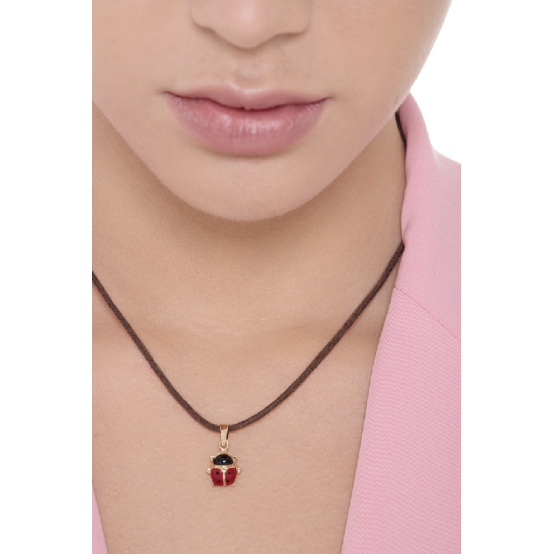 Pendentif coccinelle en or jaune 18k émaillé 1,5 cm