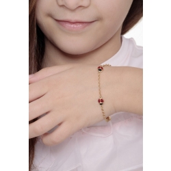 Bracelet fillette or jaune 18k coccinelles émaillées 2
