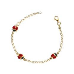 Bracelet fillette or jaune 18k coccinelles émaillées