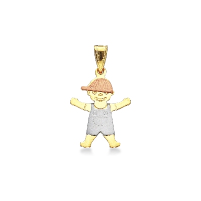 Pendentif enfant en or blanc, jaune et rose