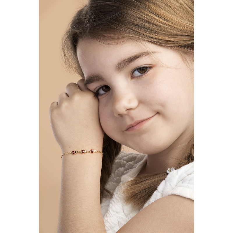 Bracelet femme Fantaisie en or jaune 18k avec six coccinelles
