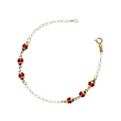Bracelet femme Fantaisie en or jaune 18k avec six coccinelles