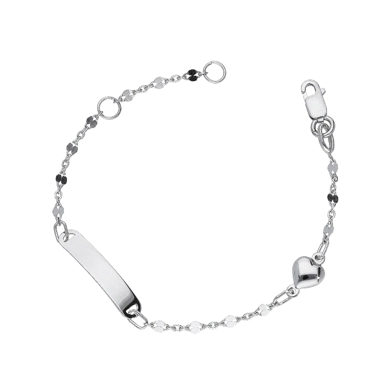 Bracelet pour enfant en or blanc avec plaque