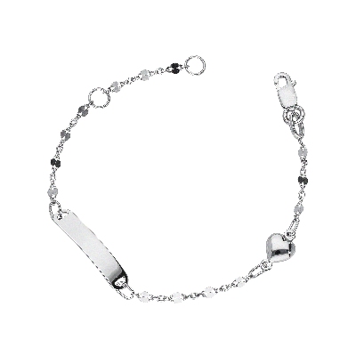 Bracelet pour enfant en or blanc avec plaque