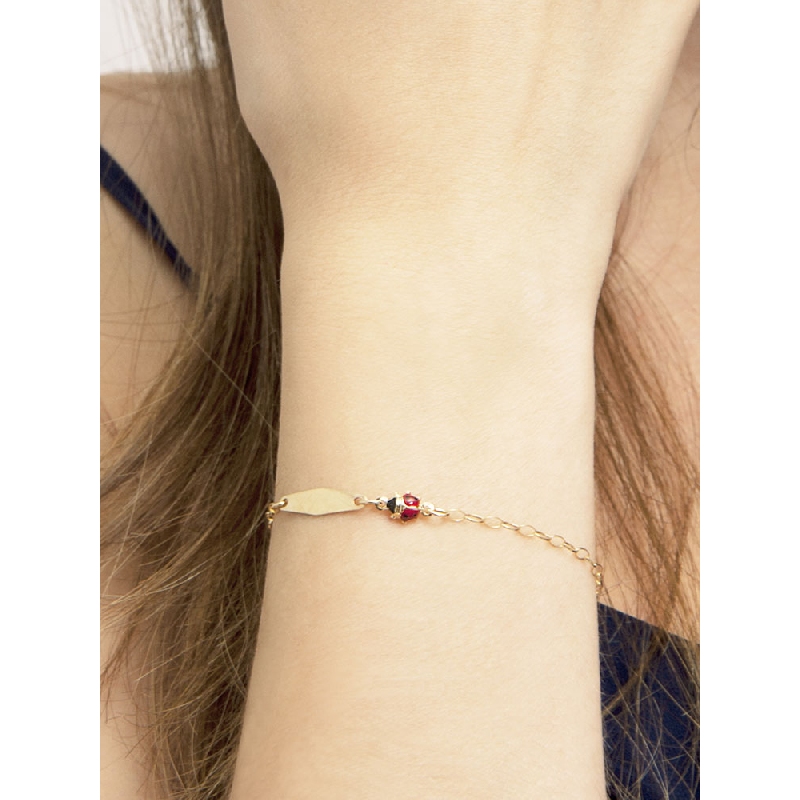 Bracelet  personnalisable en or jaune 18K avec coccinelles