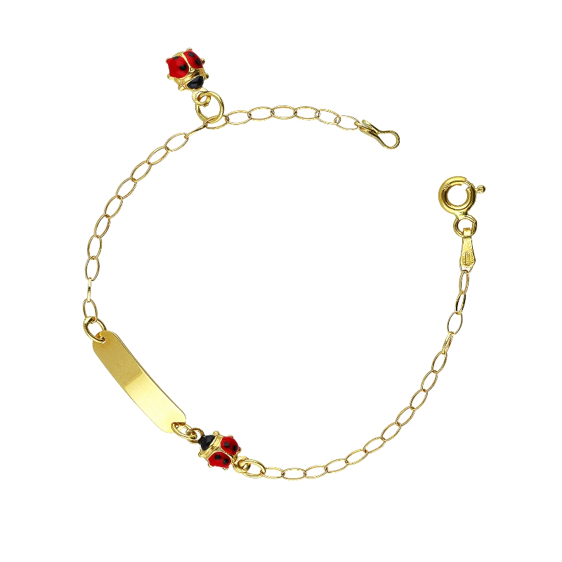 Bracelet  personnalisable en or jaune 18K avec coccinelles