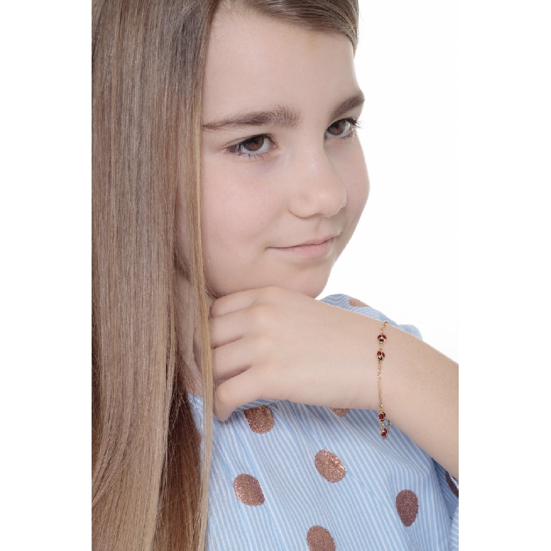 Bracelet femme Fantaisie en or jaune 18k avec six coccinelles